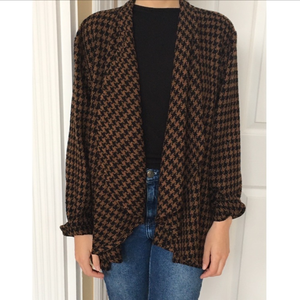Brown/Black Houndstooth Sweater Jacket